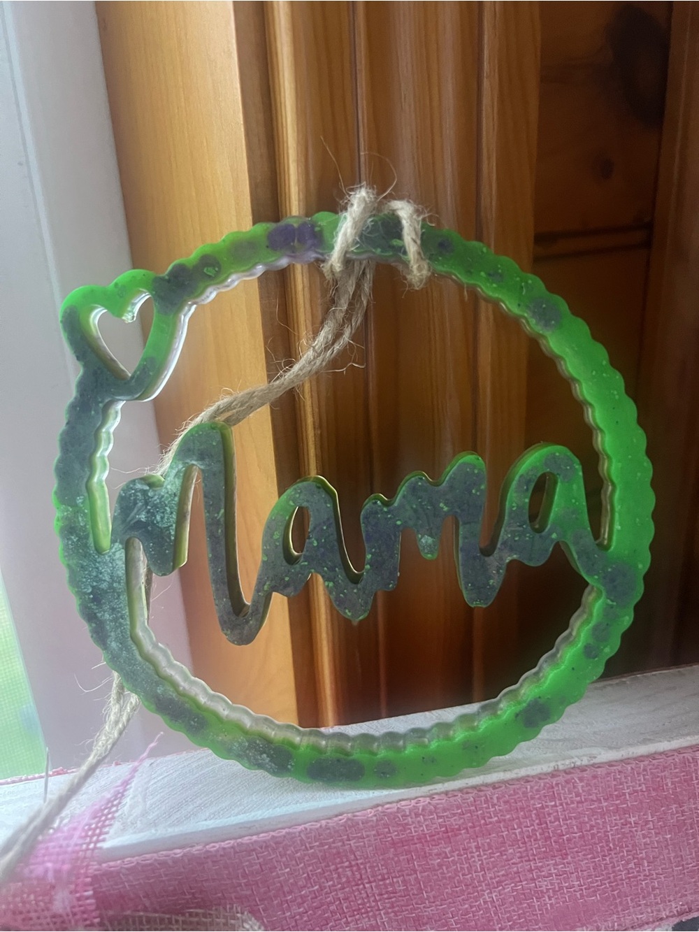 Green 'Mama' Resin Hanging Ornament